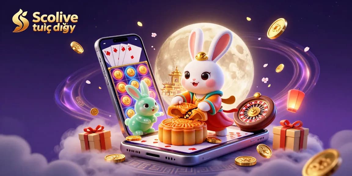 Socolive trực tiếp enhances your gaming experience with this vibrant scene featuring casino elements and characters infused with cultural charm.