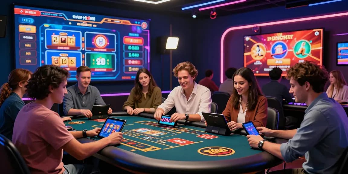 FAFA828 online gaming players engaged in exciting casino games, showcasing vibrant graphics and immersive atmosphere.