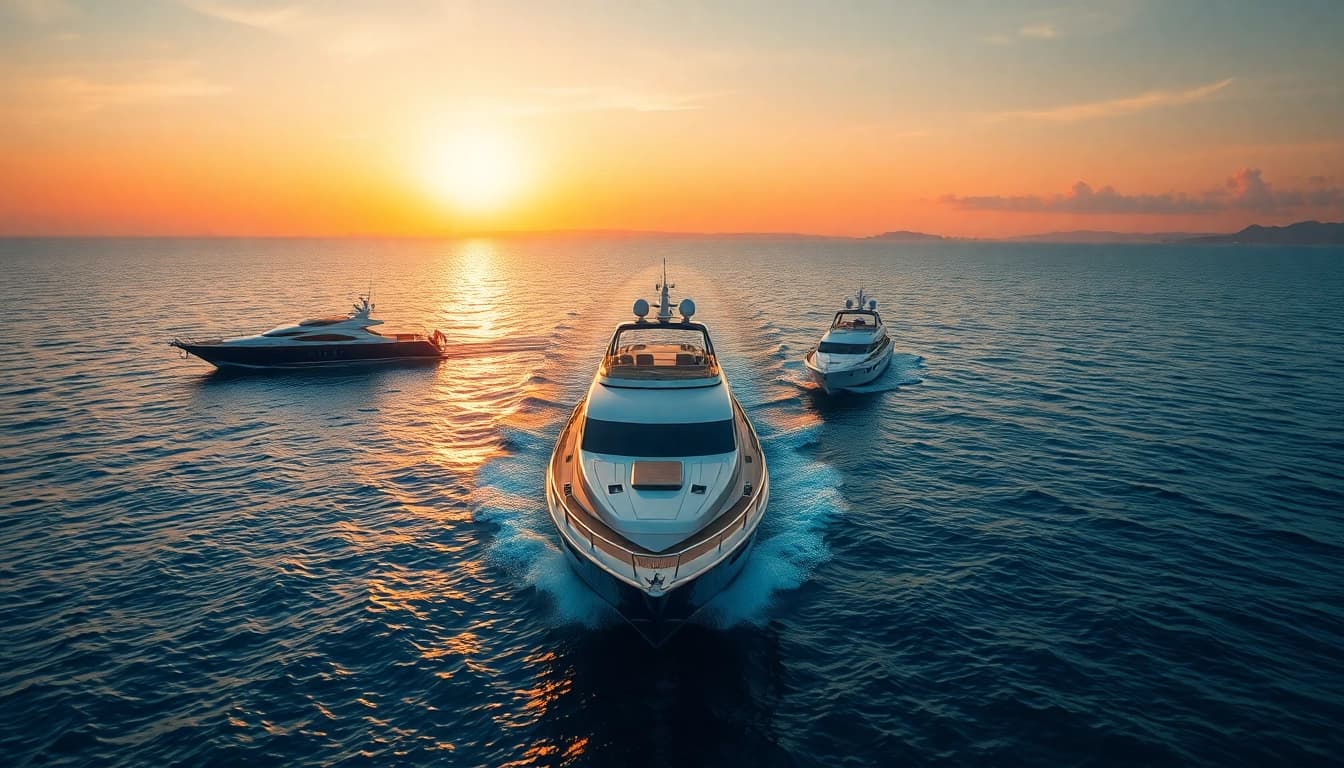 Erleben Sie Mega Lüfer Yachts, die majestätisch auf ruhigem Wasser segeln.