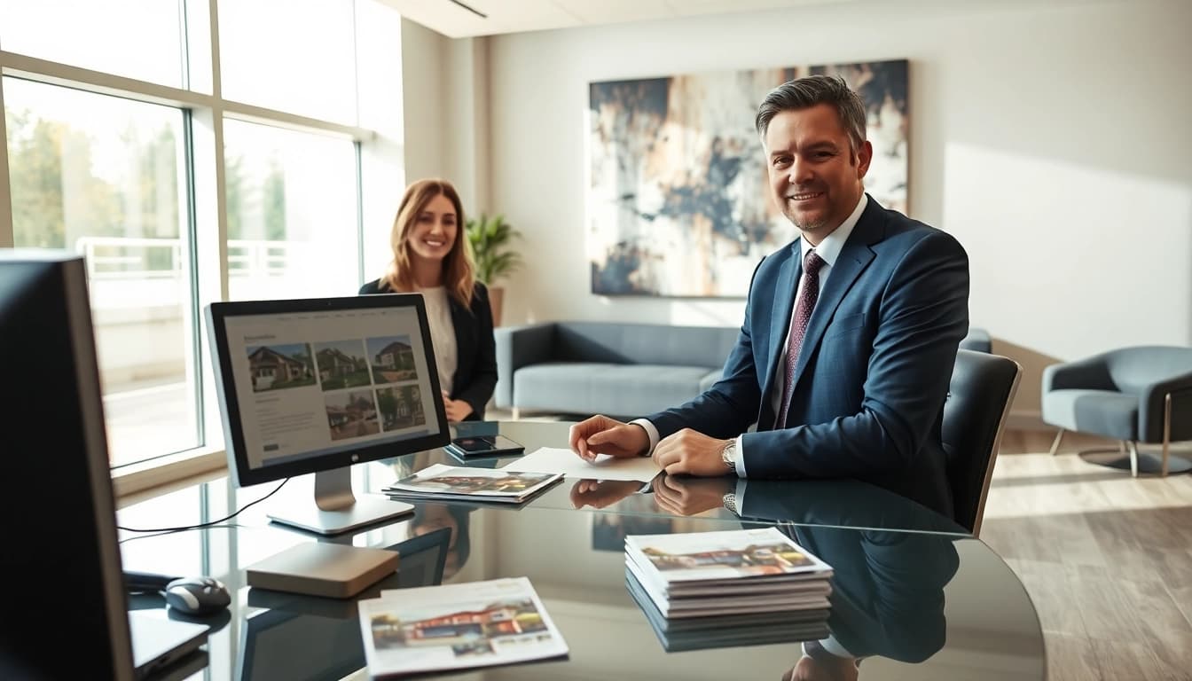 Immobilienmakler Frankfurt Preungesheim berät Kunden in modernem Büro.
