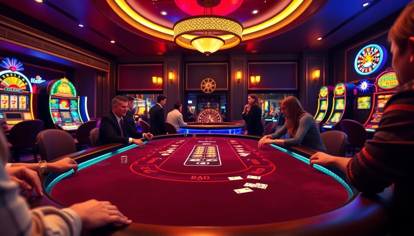 Players at a blackjack table enjoying casino excitement with BDTK1 strategies for winning bets.