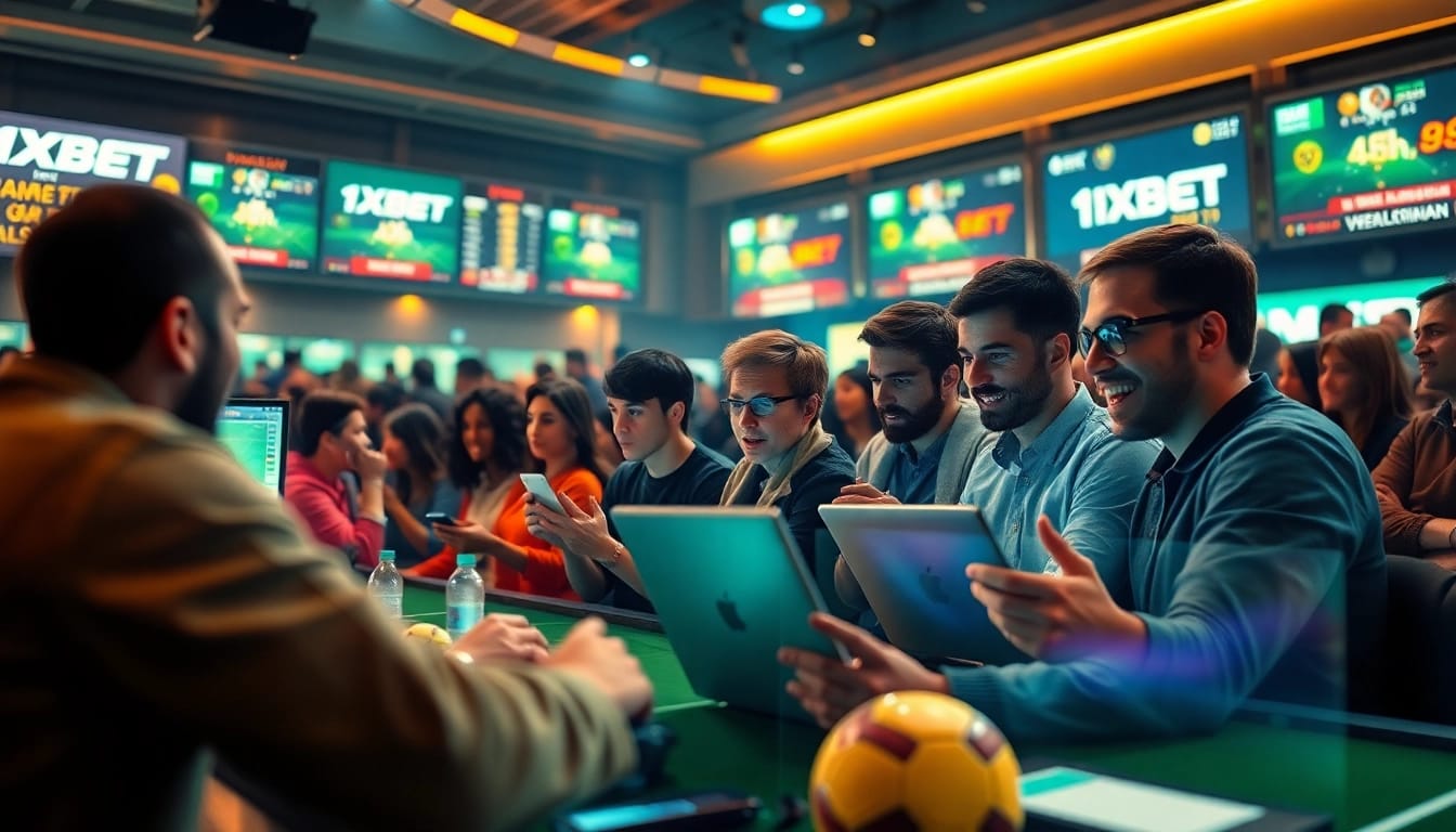 Dynamic scene of diverse bettors passionately engaging in trang ca cuoc bong da at a modern digital sportsbook.