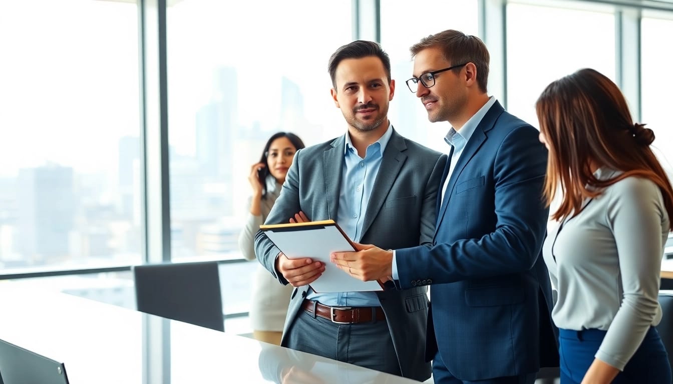 Headhunter Ingenieure beraten in einem modernen Büro über Berufschancen.