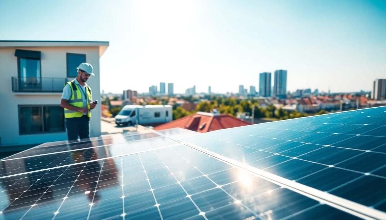 Die Kosten für eine PV anlage kosten wien in einer modernen Urbanumgebung zeigen.