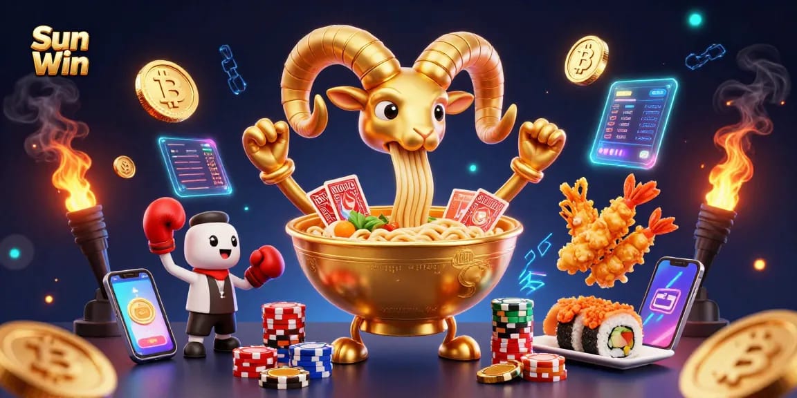 Exciting gameplay action at Sun Win, featuring vivid characters and crypto elements in a vibrant casino scene.