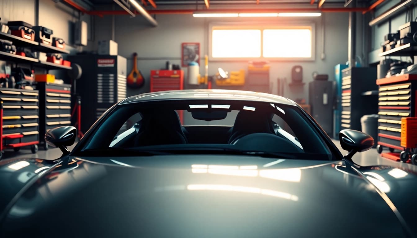 Auto Kufen expertly mounted on a sleek sports car in a modern workshop.