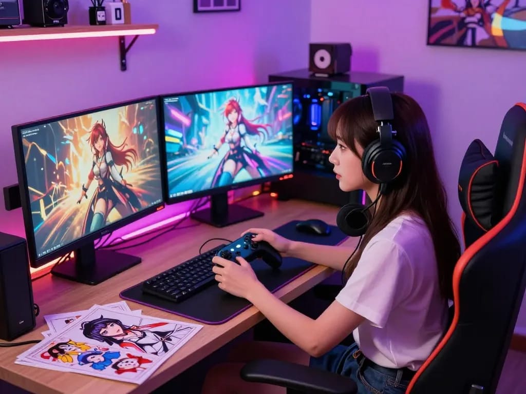 Engaging female protagonist in adult visual novel games, showcasing immersive gameplay and vibrant atmosphere.