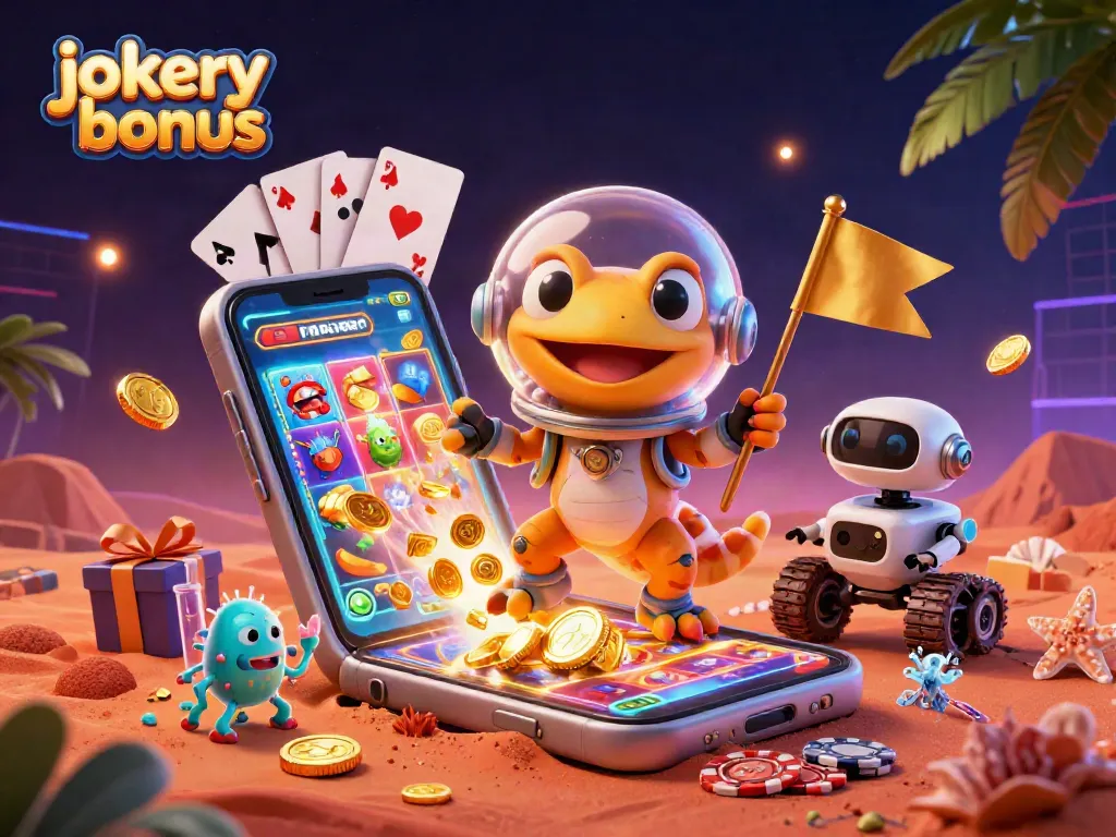 Experience the excitement of jokery bonus with slots and vibrant casino elements in a Martian adventure