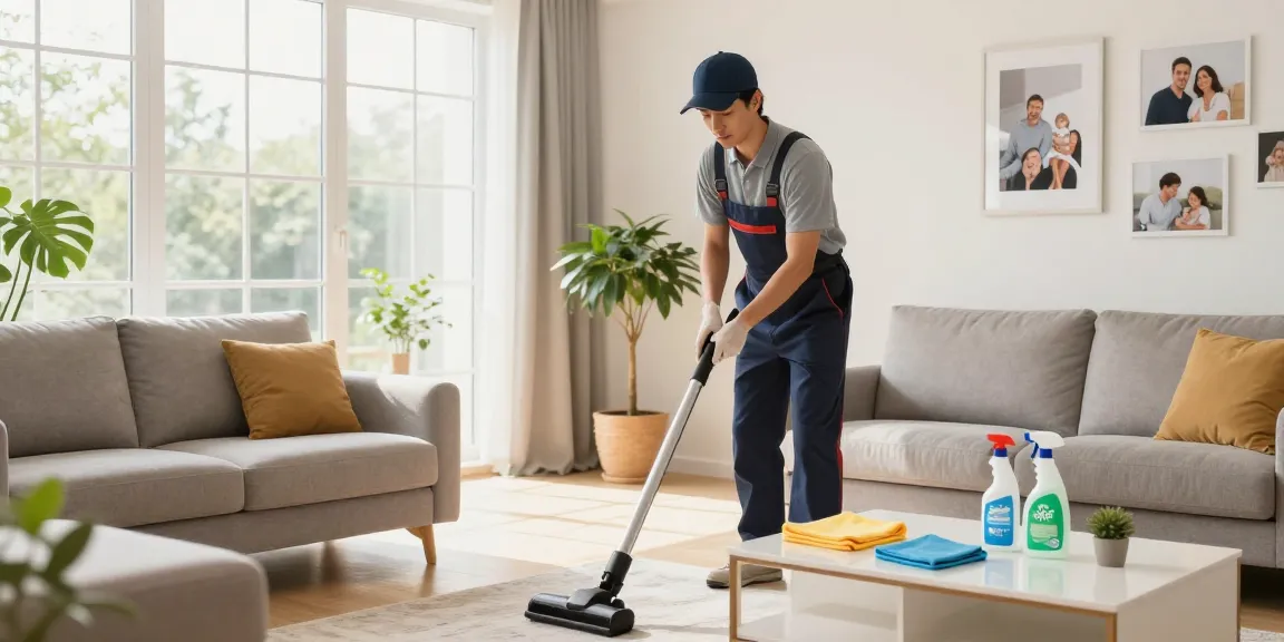 Professional cleaner in modern home during cleaning service reinigungsfirmen in bern
