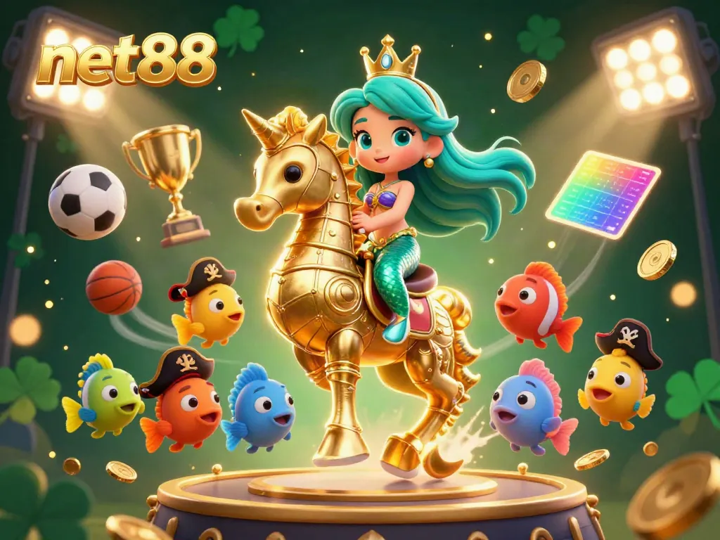 Experience thrilling sports betting action with net88 in a vibrant underwater scene.