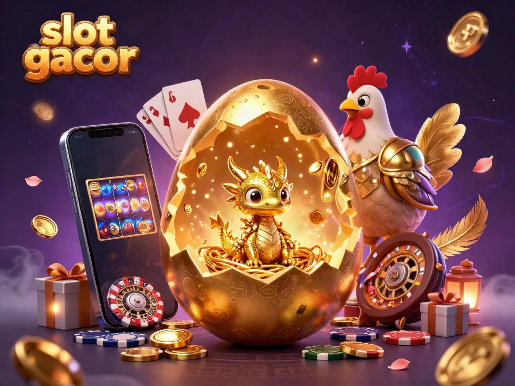 Experience the thrill of slot gacor with a golden dragon and vibrant casino elements.