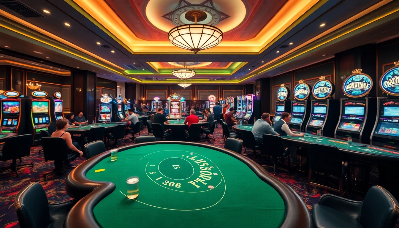 Az online casino izgalmas játékhelyzetet mutat be, luxus pókerasztalokkal és vibráló játékgépekkel.